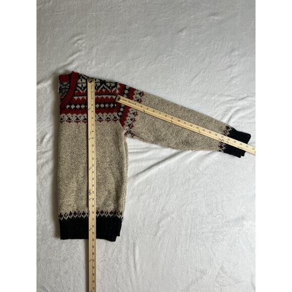 Eddie Bauer Women's Wool Fair Isle Sweater Size S P Beige Timeless Festive Cozy - Picture 8 of 9